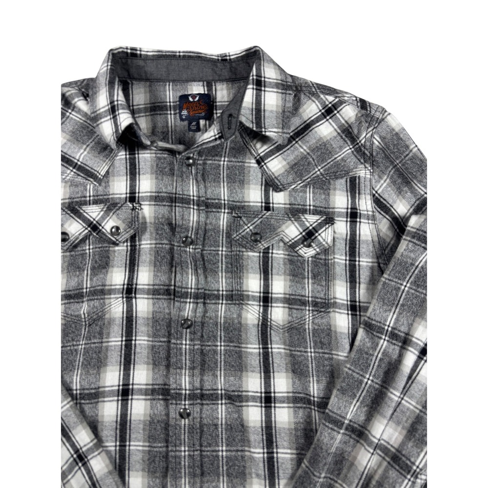 Moonshine Spirit Brad Paisley Mens Gray Plaid Western Flannel Shirt Medium